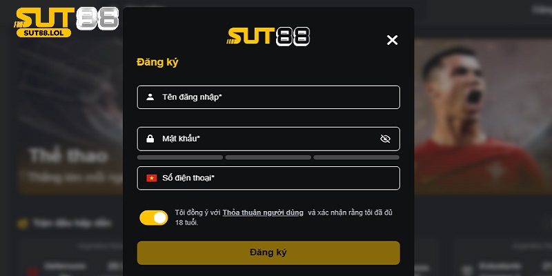 Nhập thông tin vào form đăng ký Sut88